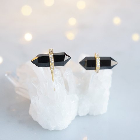 【Silver925/Gemstone】 CZ,Black Onyx Earrings 