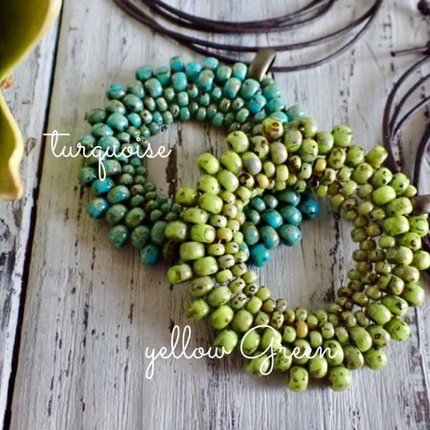 【新色】circle beads necklace - turquoise、yellowgreen Φ4.8cm