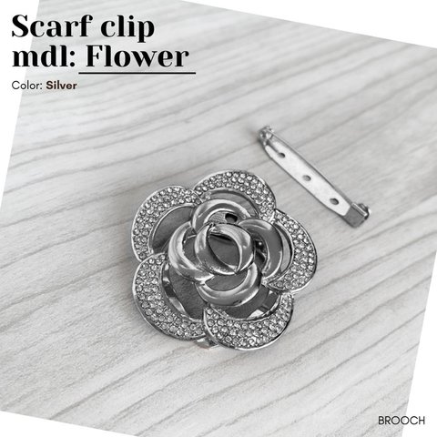 【華〜Flower】スカーフクリップ ｜シルバー【スカーフ留め, ブローチ】【一定金額で送料０円】