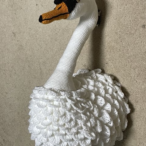 かぎ針編み動物白鳥ヘッド飾り【インテリア】壁掛けデコレーション　Crochet Animal Swan Trophy head interior decoration
