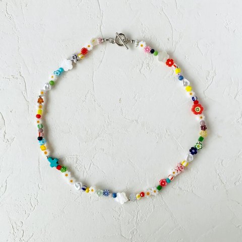 Colorful B mix necklace (NO.6161)