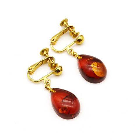 Vintage Amber ×Gold Earrings ②