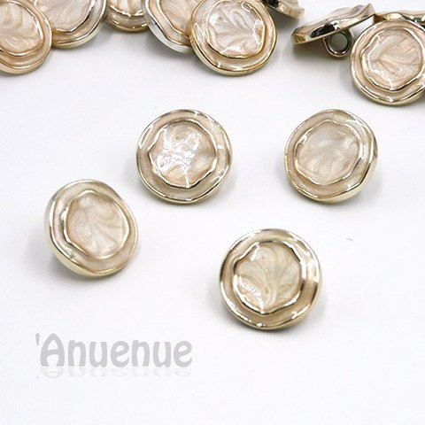 シャンクボタン 18mm【 Double gold circle / Ivory】4個