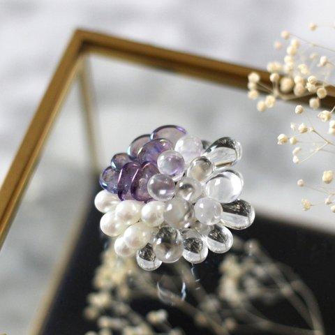 Pearl mix Brooch (violet×clear)