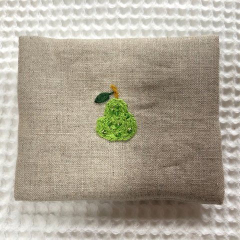 刺繍のティッシュケース（ミニサイズ）☆洋梨