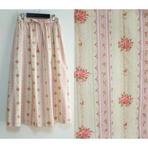 Romantic floral stripe スカート（ライトパープル）