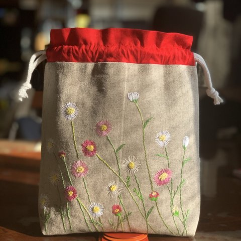 大きめサイズのスプレー菊の巾着袋