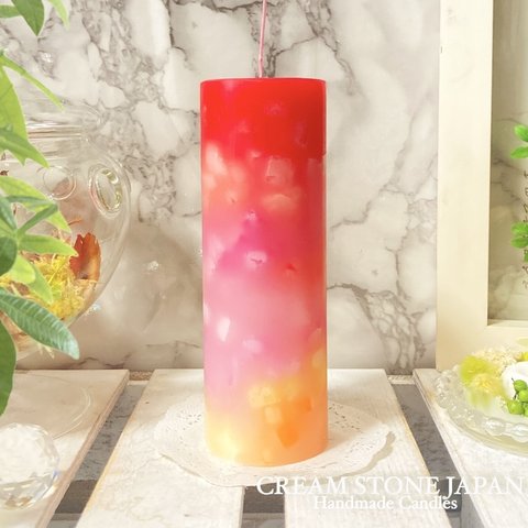 Φ5.1cm×H15cm ペタルキャンドル (レッド) № 000734 /Gradation Candle