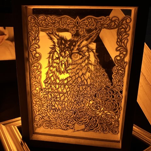 【コーヒー切り絵】フクロウ/paper cutting art(Owl)