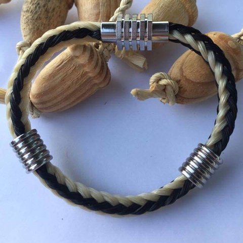 Square braided two color bracelet