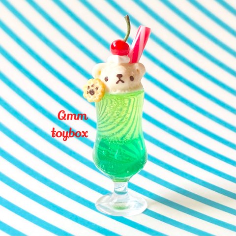 【片耳ピアス･片耳イヤリング/ネックレス】メロンクリームくまソーダ