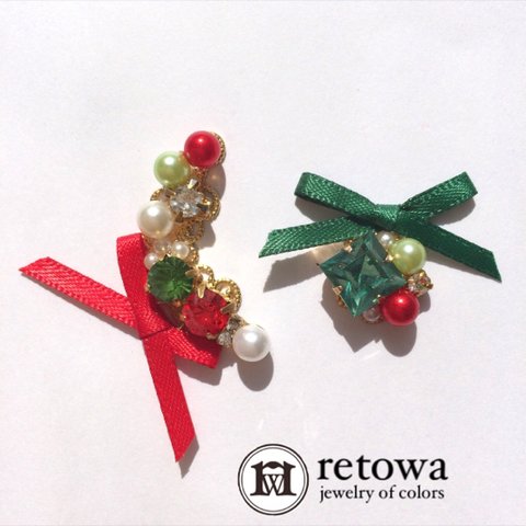 X'mas bijoux - 聖なる2つのサテンリボン -