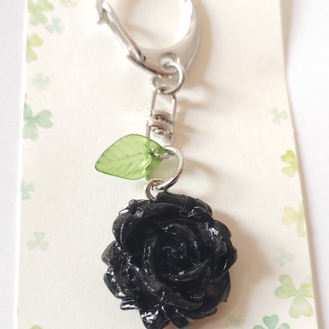 【ハンドメイド】黒薔薇 バックチャーム