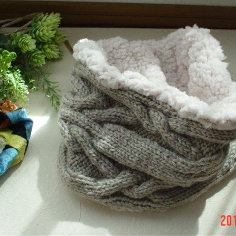 ☆彡暖か！lightgray色の樹木模様のCowl Neck Warmer 