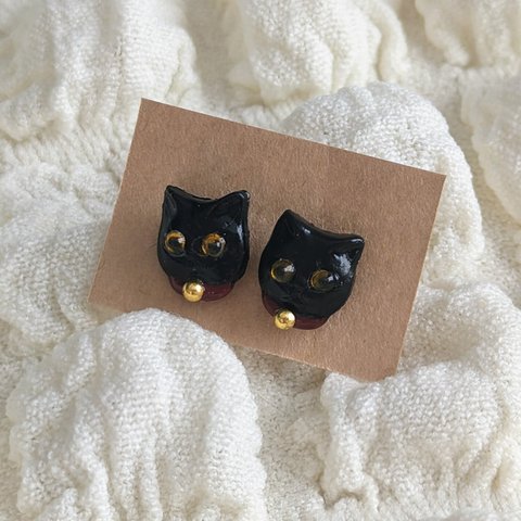 【保護猫支援】猫ちゃんお顔ピアス(黒猫)🎀