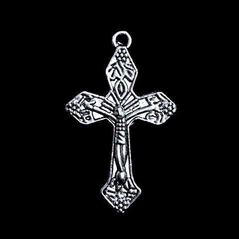 イタリア製 キリスト メダイ 十字架 チャーム ネックレス モチーフ クロス ハンドメイド 素材 ピアス イヤリング シルバー