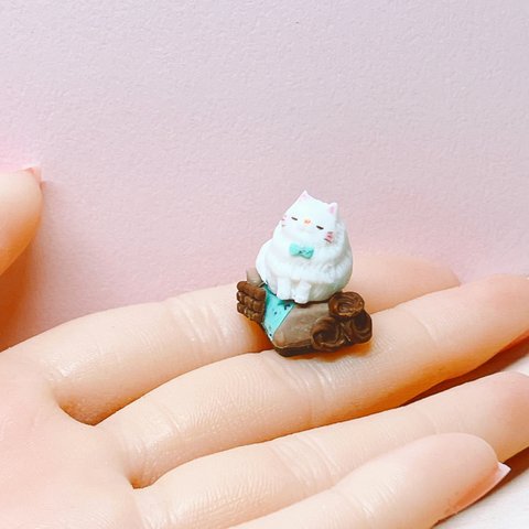 ミニチュア　バレンタイン　ねこさん（チョコミント）ハンドメイド