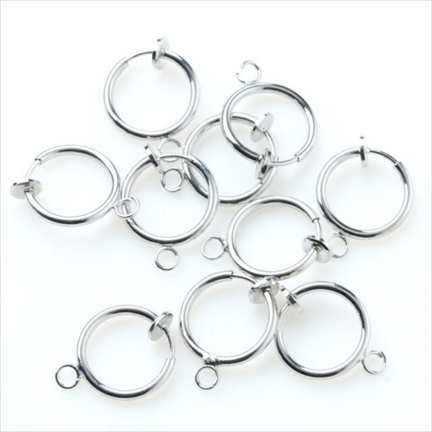 【10個】カン付 フープ イヤリング★シルバー/13ｍｍ★ノンホールピアス イヤリングパーツ