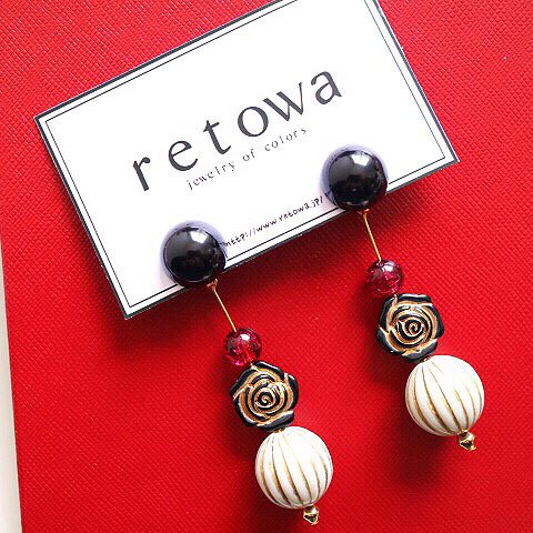 【イヤリングのみ☆】modern woman rose beads earring