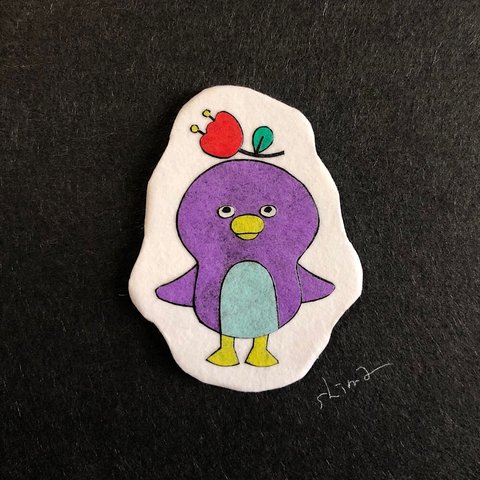 マグネット「おはなとペンギン」(紫)