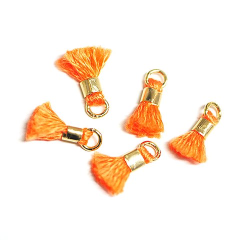 再販【6個入り】刺繍糸tasselオレンジカラーミニタッセル