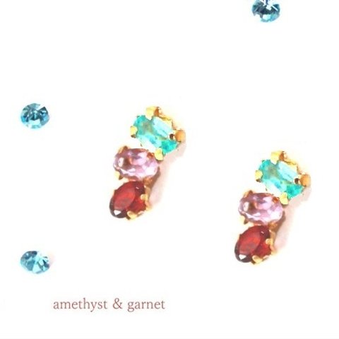 Apatite & Amethyst & Garnet Earrings