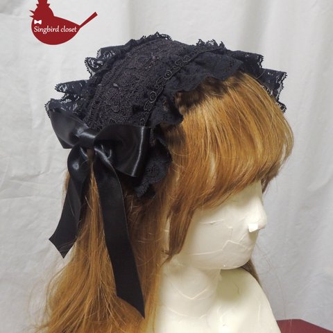 蝶々レースのヘッドドレス(黒)