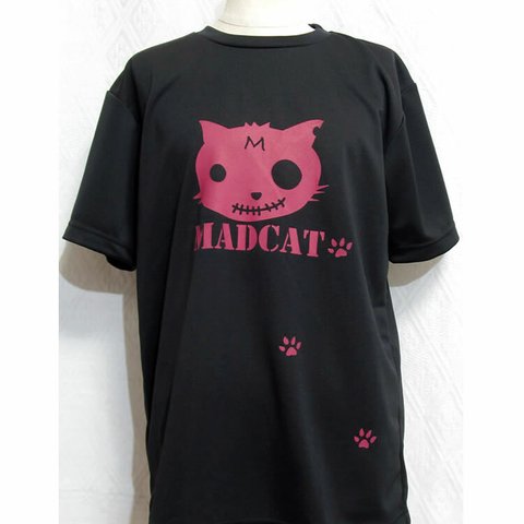 (M)プリントTシャツ「MADCAT」赤猫（1-218）