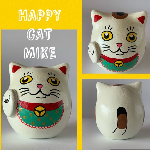 受注作成『HAPPY CAT 招き猫だるま』MIKE