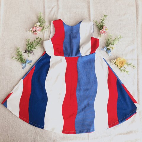 日本製綿100% tricolore A-line Dress