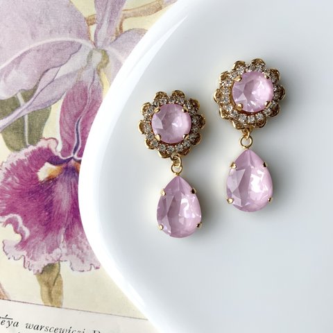 Victorian sherbet pink pierce / earring