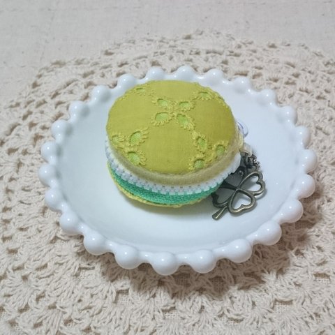 マカロンケース☆イエロー×レース