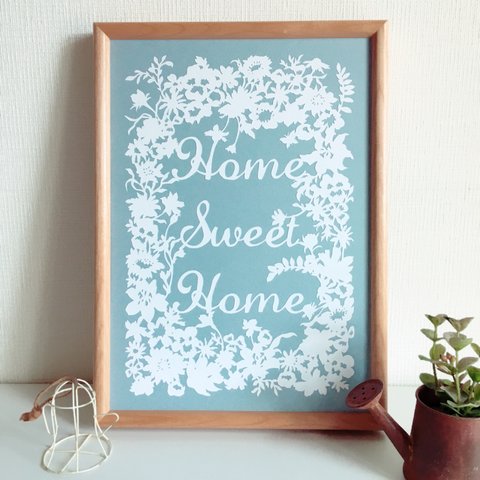 【受注生産】切り絵 「Home sweet  home（flower）」