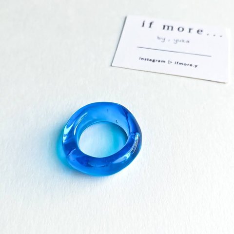 【受注生産・サイズオーダー】クリアリング ⌘ chubby ring ☽ blue sky﻿ ⌘ 透明 リング 指輪 いびつ