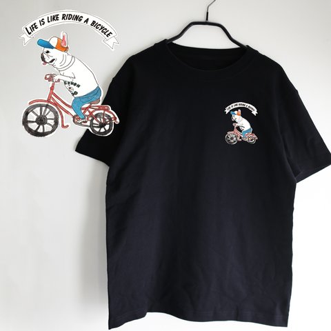 名前入り】大人サイズ　フレンチブルドッグ　Tシャツ　自転車　お出かけ T　サイクリング　親子コーデ