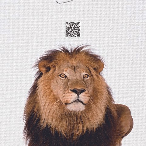 3D表示できるQR付 動物ポスター　ライオンA