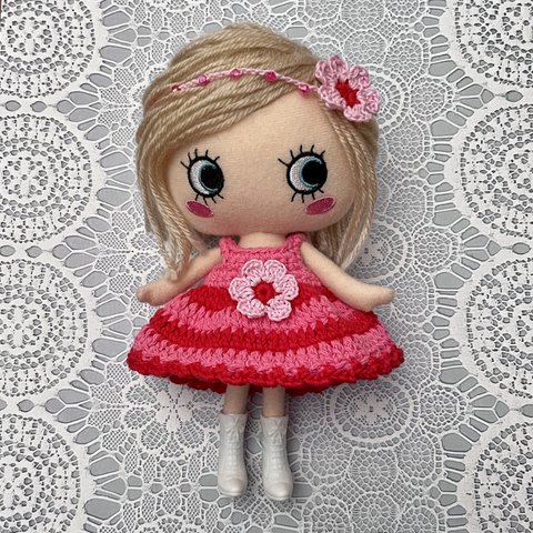 イーマリーちゃん★ピンクボーダードレス&ビーズヘアバンド★