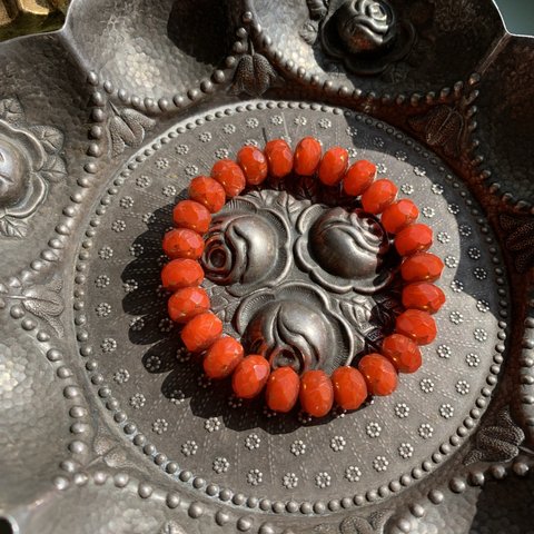 【1連25コセット】JIRI＊IVANA#czech beads#チェコビーズ　rondel9✖️6㍉ red/bronze