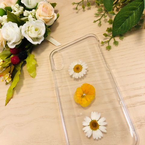 iPhoneXケース 押し花