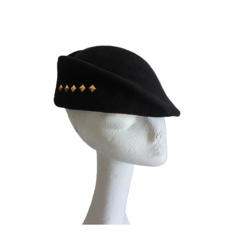 hntbk RRFW1931 fur felt Draped beret（BLACK)