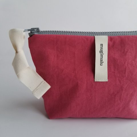 poitto16 マチ5深型 天然色素染NYLON POUCH ..Safflower..