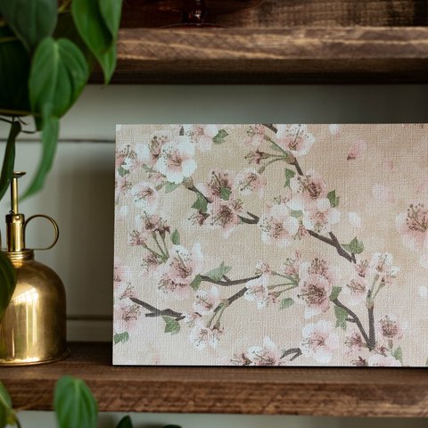 アートパネル インテリアパネル ウォールパネル ファブリックパネル 27.3×19cm 桜 さくら 花 花柄 春（009）