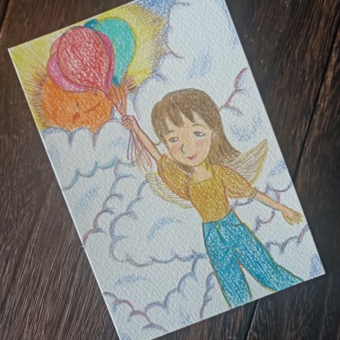 (205)原画・水彩色鉛筆「太陽」