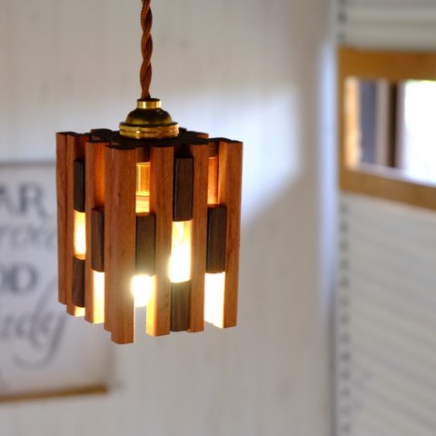 天然木のwood lamp エボニー×カリン ペンダントライト