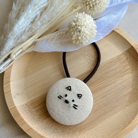 【動物ヘアゴム】刺繍ヘアゴム　ねこ