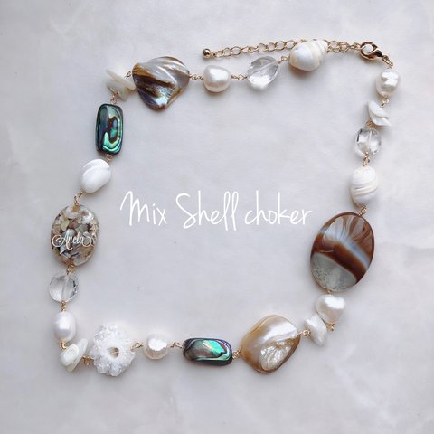 mix shell choker & bracelet