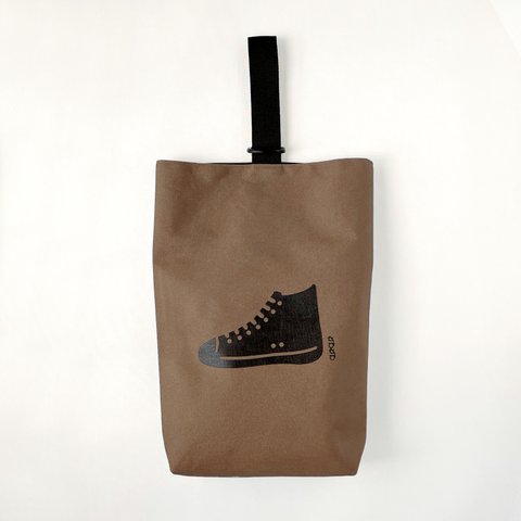 【名入れ可】帆布シューズバッグ（ブラウン/L）靴袋 上履き入れ シューズケース シンプルなデザインで男の子にも女の子にも！ 商品ID/SBDL_BR