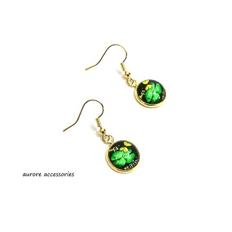 clover pierced earrings　クローバー　グリーン　緑　シンプル　四つ葉　葉　