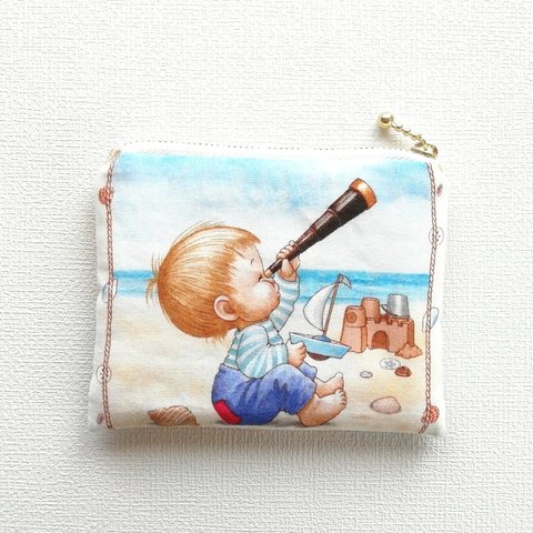 summer  beach🏖   ＊ ぺたんこ フラットポーチ   モバイルバッテリー入れ カード入れ