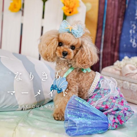 マーメイドドレス ※ドレスのみ【犬、人魚、コスプレ、ハロウィン、コスチューム】小型犬、超小型犬、ハロウィン